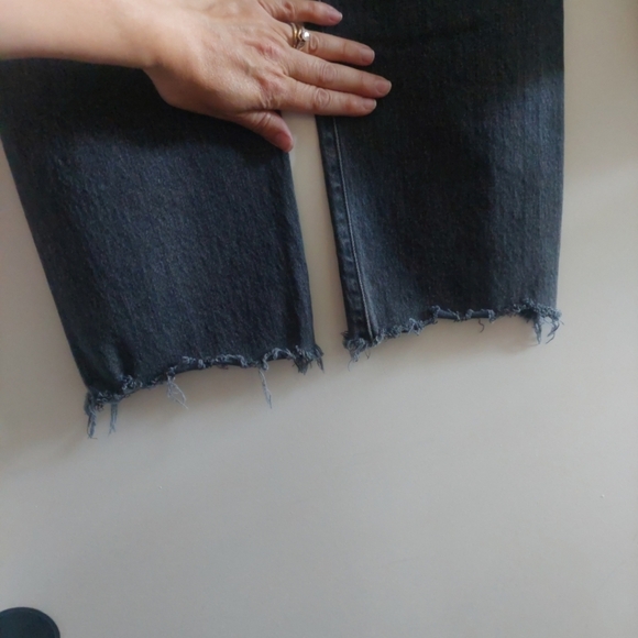 Levi's 501 Cropped raw hem Buttonfly jeans 31 Washed black Straight Leg 31x28 - Picture 14 of 14